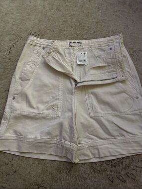We The Free Cream High-Rise Utility Bermudas